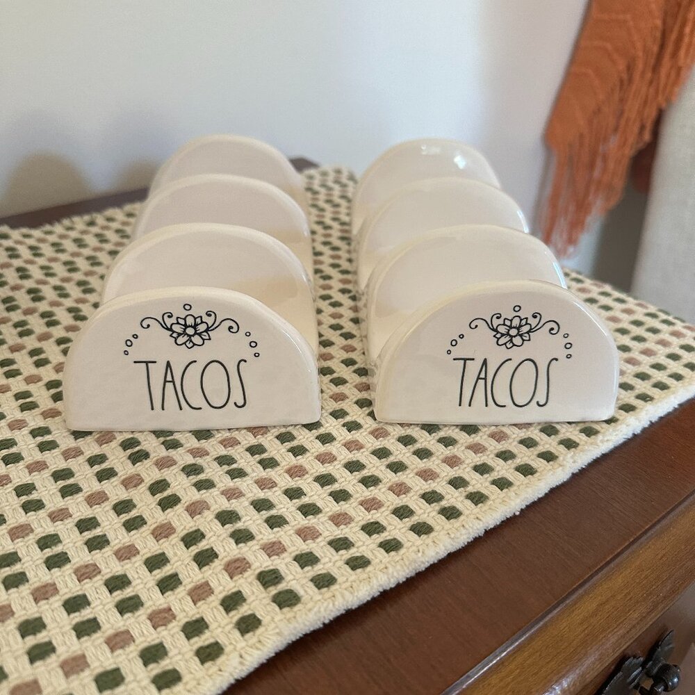 Rae Dunn White Tacos Holder Set of 2 new